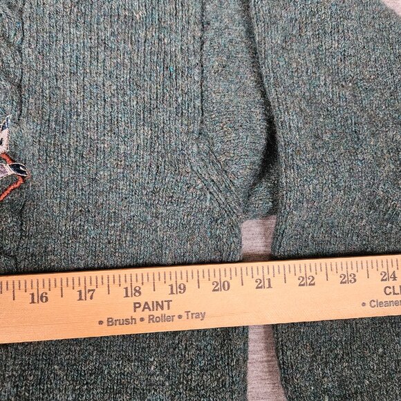 Country Trader Sweater Green Cable Knit Wool Blend Bird Fisherman Great Britain - Picture 9 of 11